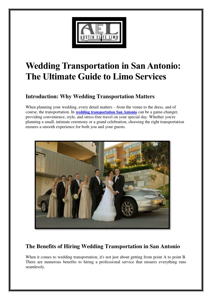 wedding transportation in san antonio