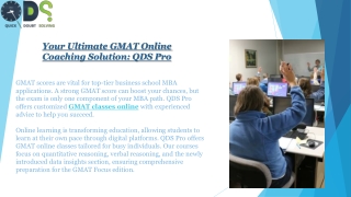 Your Ultimate GMAT Online Coaching Solution: QDS Pro