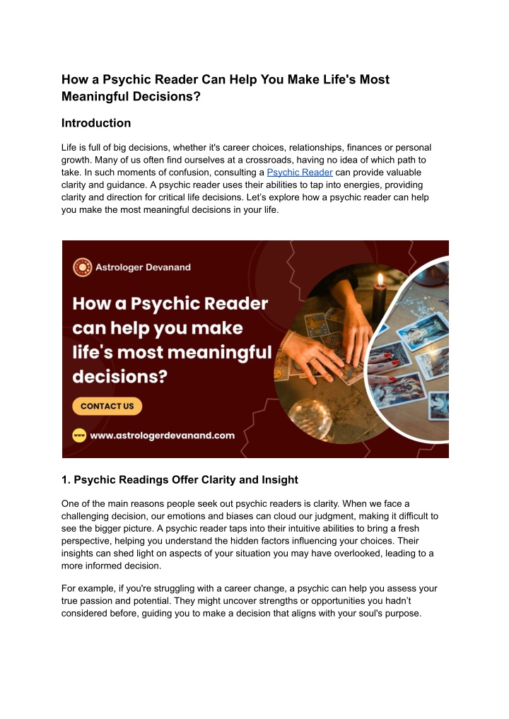 how a psychic reader can help you make life