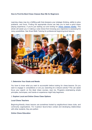 How to Find the Best Chess Classes Near Me for Beginners