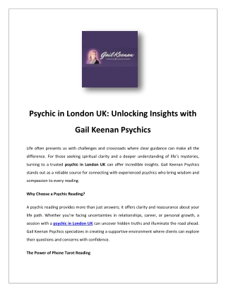 Psychics London | Gail Keenan Psychics