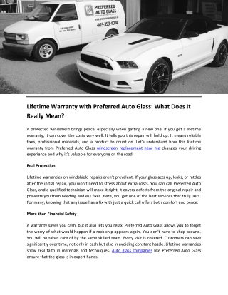 Lifetime Warranty with Preferred Auto Glass What Does It Really Mean