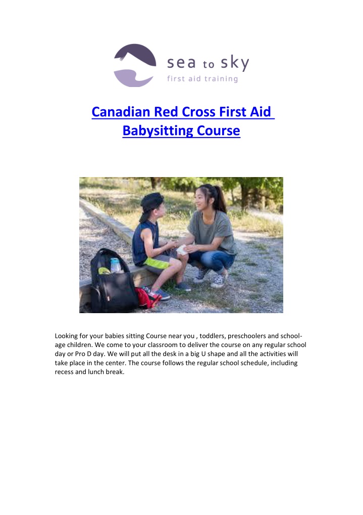 canadian red cross first aid babysitting course