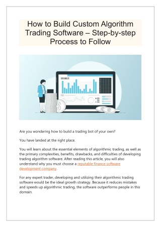 how to build custom algorithm trading software
