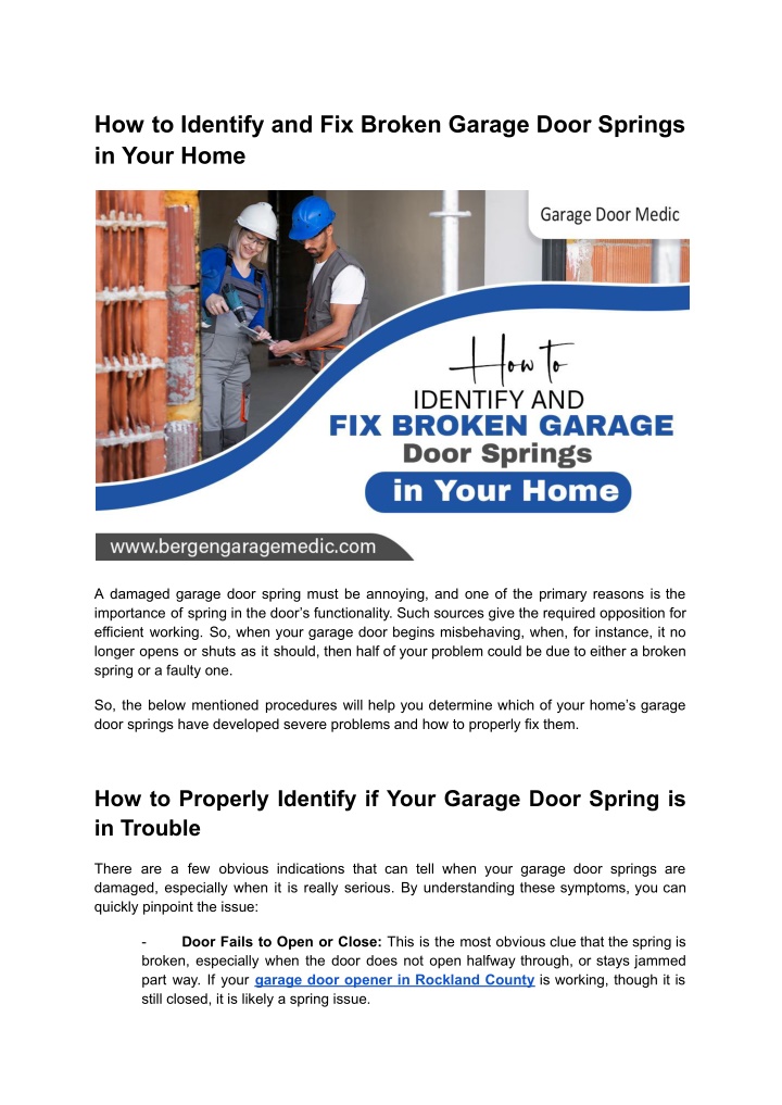 how to identify and fix broken garage door