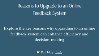 Reasons to Upgrade to an Online Feedback System