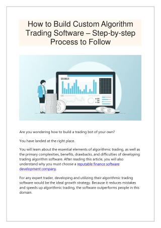 How to Build Custom Algorithm Trading Software – Step-by-step Process to Follow