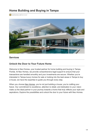 Home Building and Buying in Tampa : Neo Homes