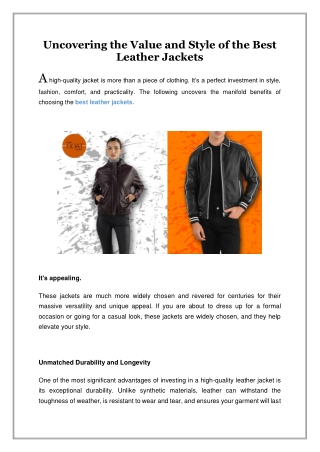 Uncovering the Value and Style of the Best Leather Jackets