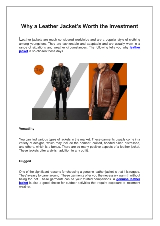 Why a Leather Jacket’s Worth the Investment