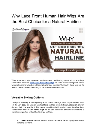 Why Lace Front Human Hair Wigs Are the Best Choice for a Natural Hairline