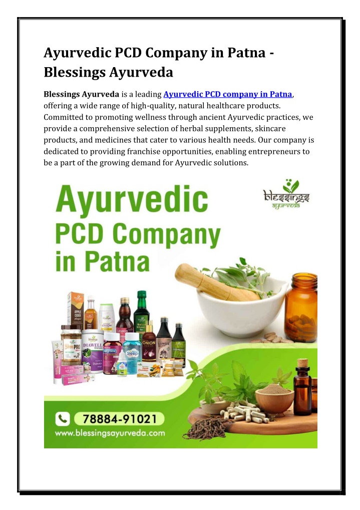 ayurvedic pcd company in patna blessings ayurveda