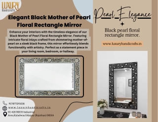 Elegant Black Mother of Pearl Floral Rectangle Mirror