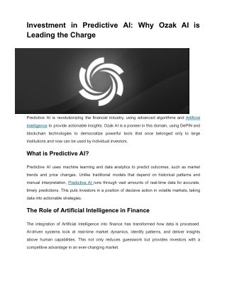 investment in predictive ai why ozak