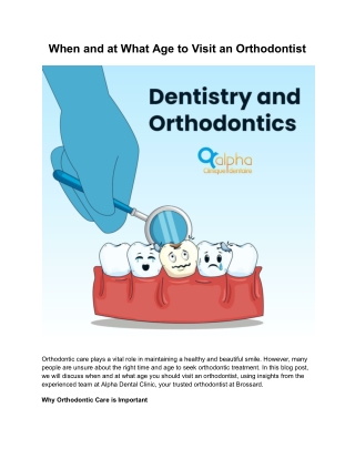 When and at What Age to Visit an Orthodontist - Alphadentalclinic