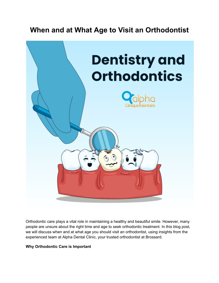 when and at what age to visit an orthodontist