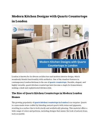 Modern Kitchen Designs with Quartz Countertops in London