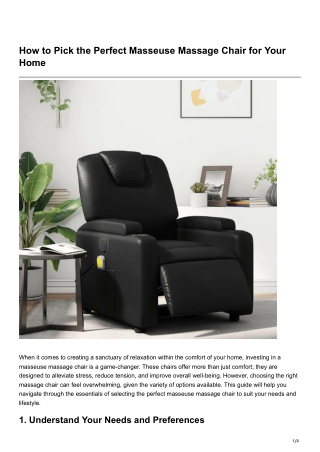 How to Pick the Perfect Masseuse Massage Chair for Your Home