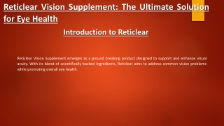 reticlear vision supplement the ultimate solution