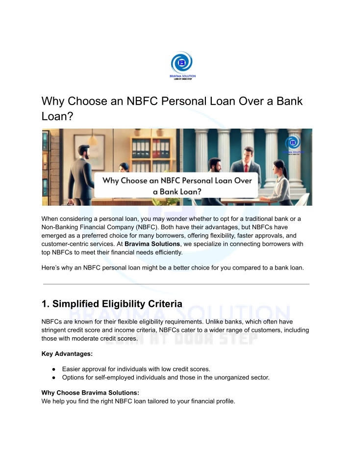 why choose an nbfc personal loan over a bank loan