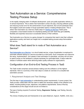 test automation as a service comprehensive