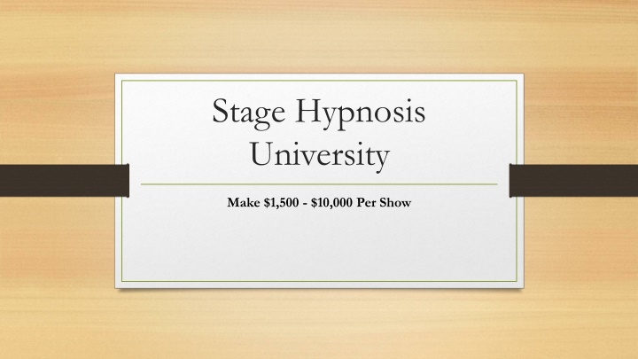 stage hypnosis university