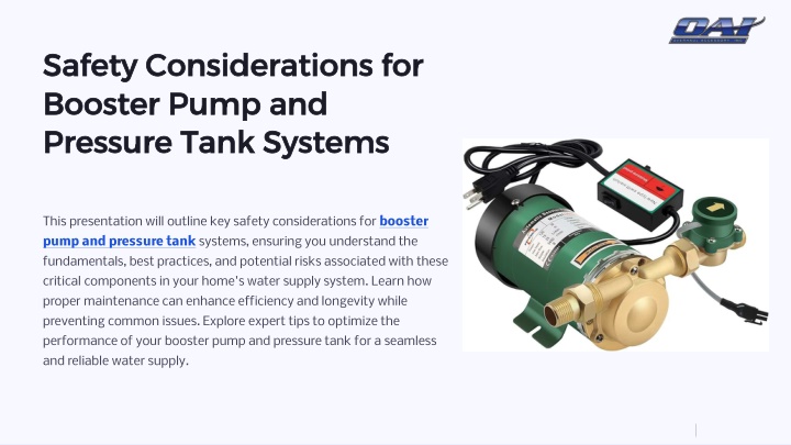 safety considerations for booster pump