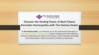 Discover the Healing Power of Bach Flower Remedies Homeopathy with The Destiny Healer