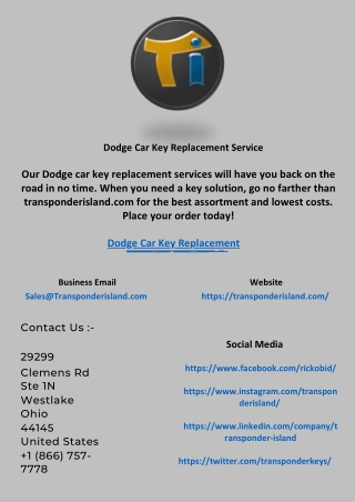 dodge car key replacement service