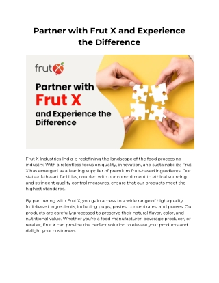 Partner with Frut X and Experience the Difference