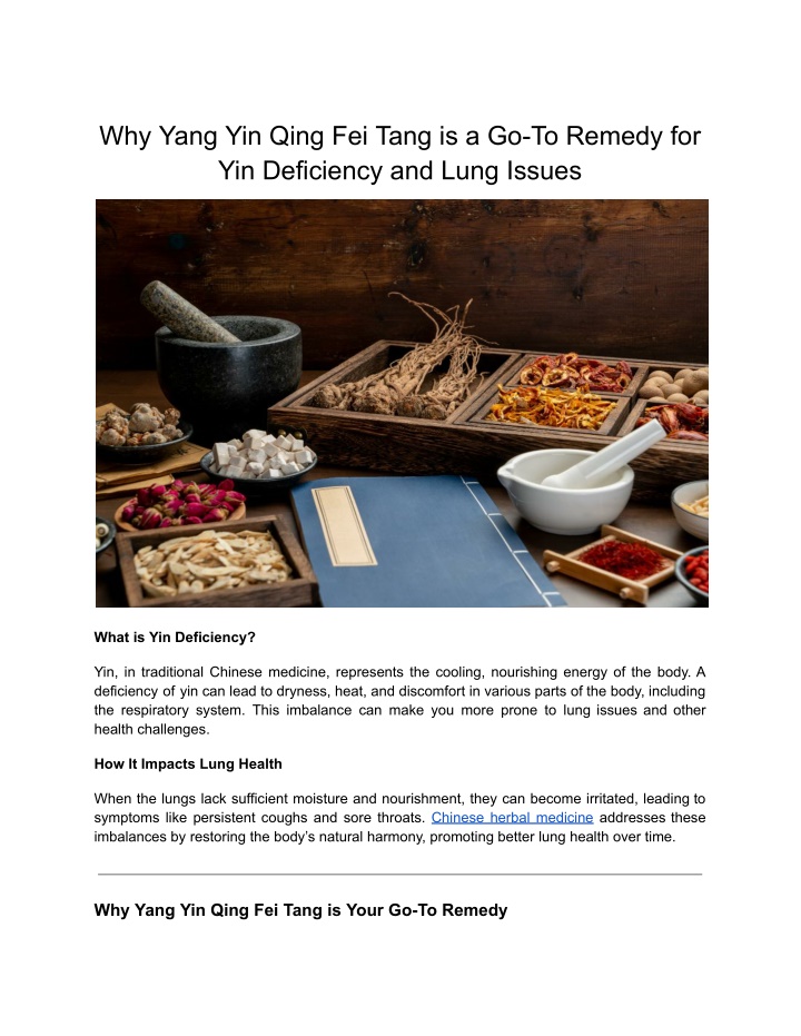 why yang yin qing fei tang is a go to remedy