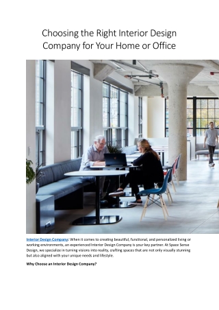 Choosing the Right Interior Design Company for Your Home or Office