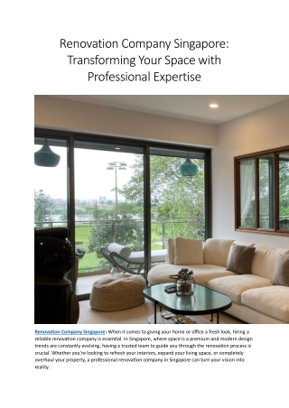 Renovation Company Singapore Transforming Your Space with Professional Expertise