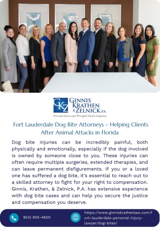 Why Choose Ginnis, Krathen, & Zelnick, P.A. for Your Dog Bite lawyer fort lauderdale fl Case?