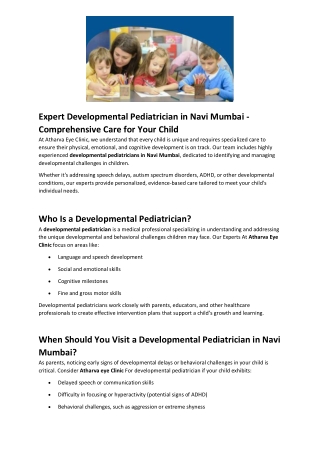 expert developmental pediatrician in navi mumbai