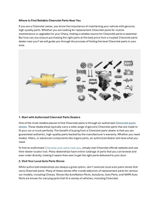 Where to Find Reliable Chevrolet Parts Near You