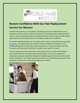 Restore Confidence With Our Hair Replacement Service For Women