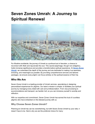 Seven Zones Umrah_ A Journey to Spiritual Renewal