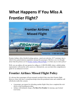 What Happens If You Miss A Frontier Flight