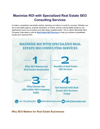 Maximize ROI with Specialized Real Estate SEO Consulting Services