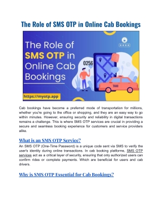The Role of SMS OTP in Online Cab Bookings