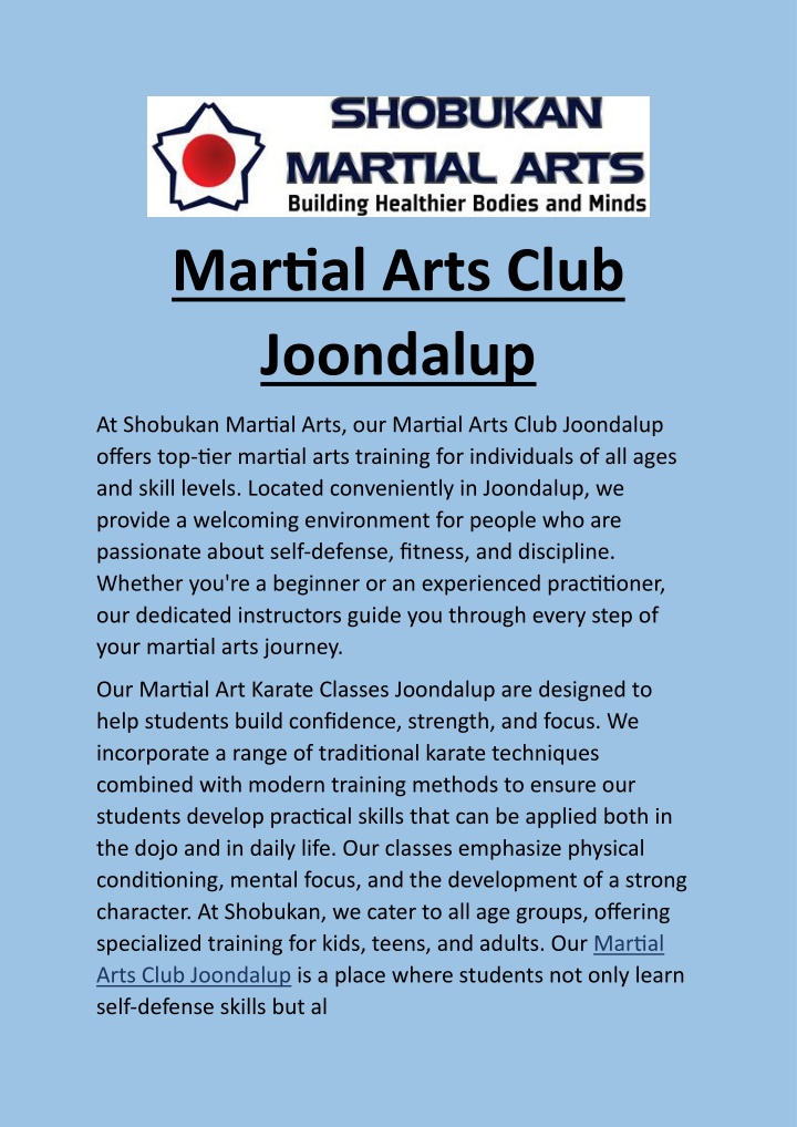 martial arts club joondalup