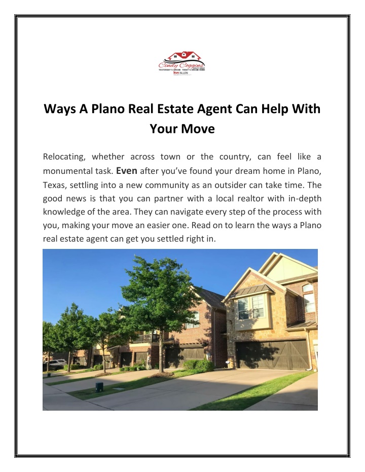 ways a plano real estate agent can help with your