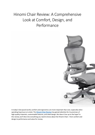 Hinomi Chair Review A Comprehensive Look at Comfort, Design, and Performance