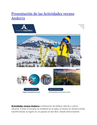 Presentación de las Actividades verano Andorra