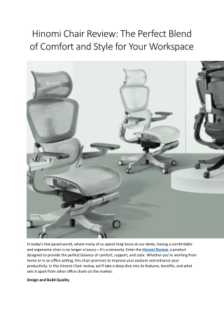 Hinomi Chair Review The Perfect Blend of Comfort and Style for Your Workspace