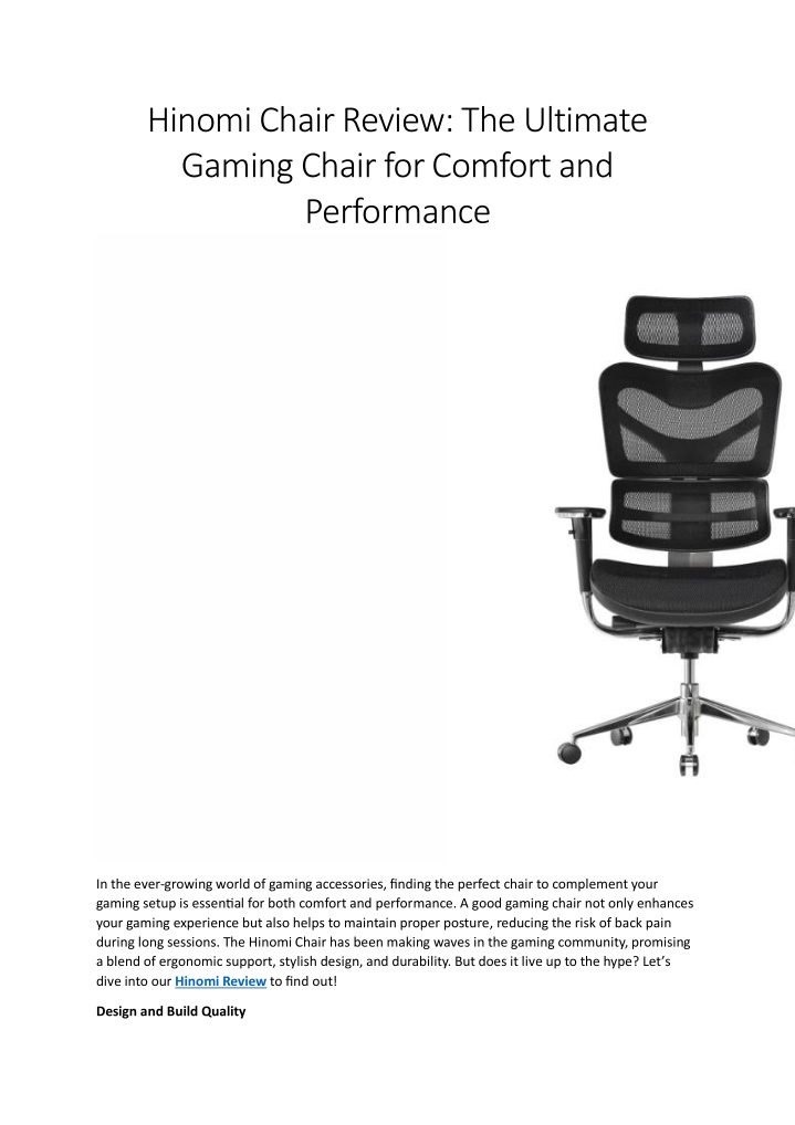 hinomi chair review the ultimate gaming chair