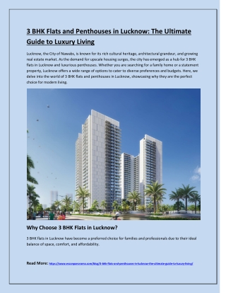 3 BHK Flats and Penthouses in Lucknow