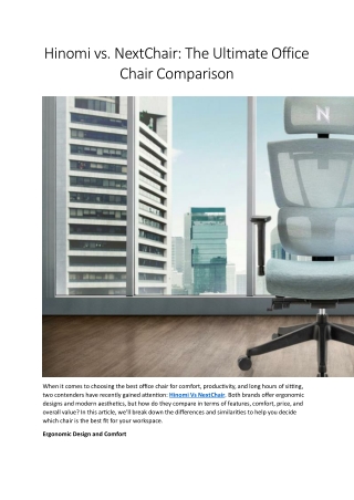 Hinomi vs. NextChair The Ultimate Office Chair Comparison