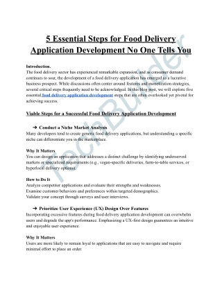 5 Essential Steps for Food Delivery Application Development